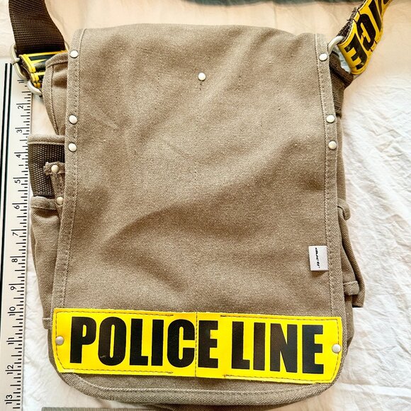 Mens Ducti police tape sage green messenger bag
